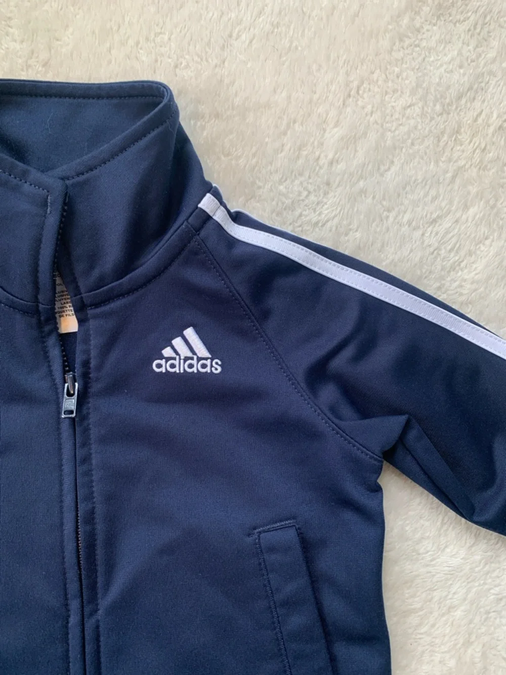 Adidas Navy Blue Jacket 18M Boy Logo on back EUC